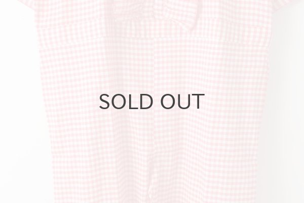 画像7: Khadi Linen Cotton Gingham Check Gingham Frill Overalls  (RD) (7)