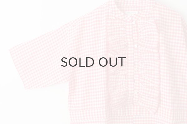 画像6: Khadi Linen Cotton Gingham Check Gingham Frill Overalls  (RD) (6)