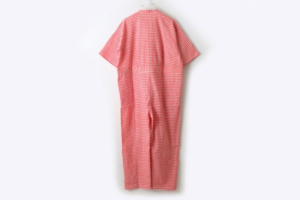 画像2: Khadi Linen Cotton Gingham Check Gingham Frill Overalls  (RD) (2)
