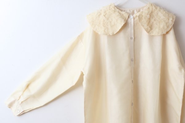 画像6: Khadi Silk Organdy & Embroidery Collar Dress (EC) (6)