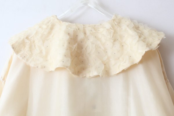画像9: Khadi Silk Organdy & Embroidery Collar Dress (EC) (9)