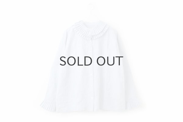 画像1: Khadi Linen Tuck Collar Blouse (LBL) (1)