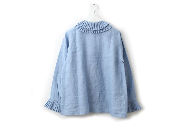 画像2: Khadi Linen Tuck Collar Blouse (LBL) (2)