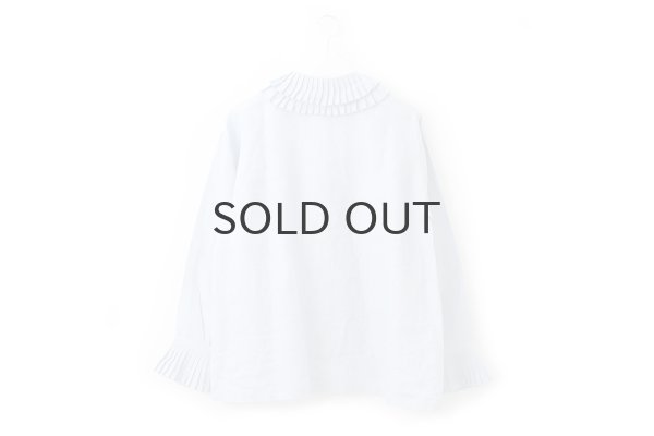 画像2: Khadi Linen Tuck Collar Blouse (LBL) (2)