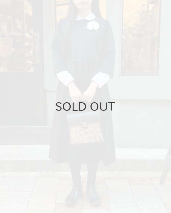 画像14: ウールギャバ ノーカラーワンピース (BK) (14)