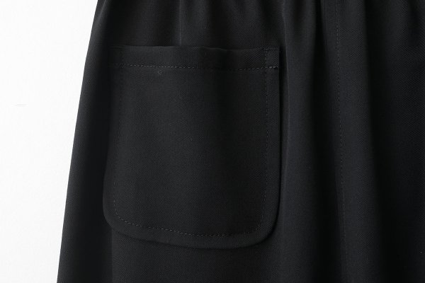画像4: ウールギャバ後染めパッチポケットギャザーパンツ (BK) (4)