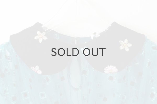 画像3: ナイロンチュールプリント×エステルベルベット刺繍ブラウス (TQ) (3)