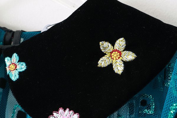 画像11: ナイロンチュールプリント×エステルベルベット刺繍ブラウス (TQ) (11)