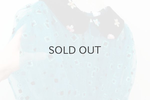 画像4: ナイロンチュールプリント×エステルベルベット刺繍ブラウス (TQ) (4)