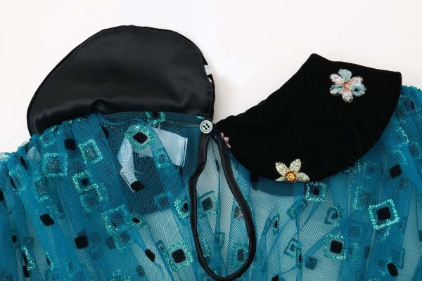 画像10: ナイロンチュールプリント×エステルベルベット刺繍ブラウス (TQ) (10)