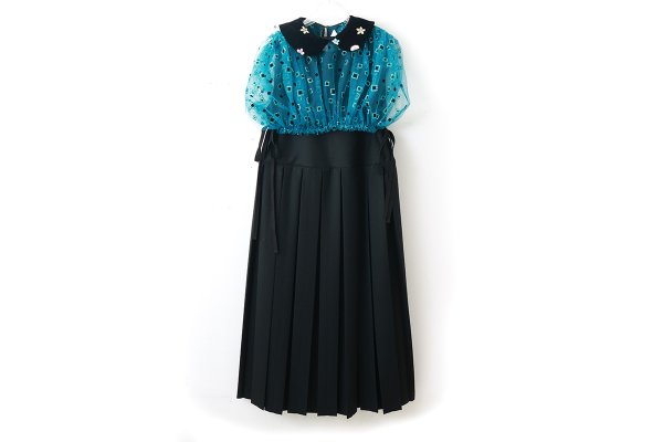 画像14: ナイロンチュールプリント×エステルベルベット刺繍ブラウス (TQ) (14)