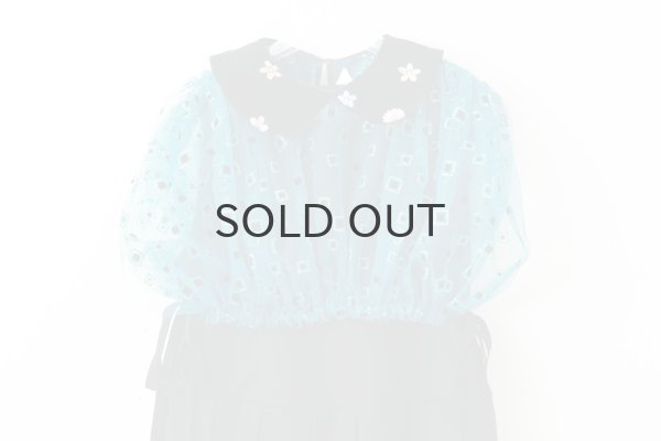 画像15: ナイロンチュールプリント×エステルベルベット刺繍ブラウス (TQ) (15)