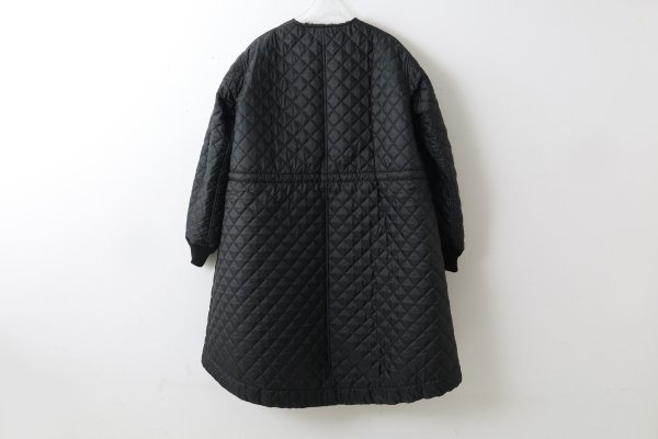 画像2: SALE30%OFF エステルタフタキルティングノーカラーコート(BK) (2)