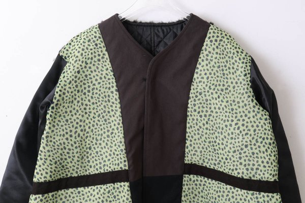 画像10: SALE30%OFF エステルタフタキルティングノーカラーコート(BK) (10)