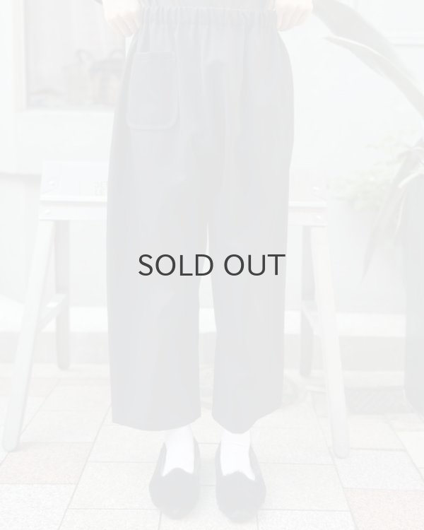 画像13: ウールギャバ後染めパッチポケットギャザーパンツ (BK) (13)