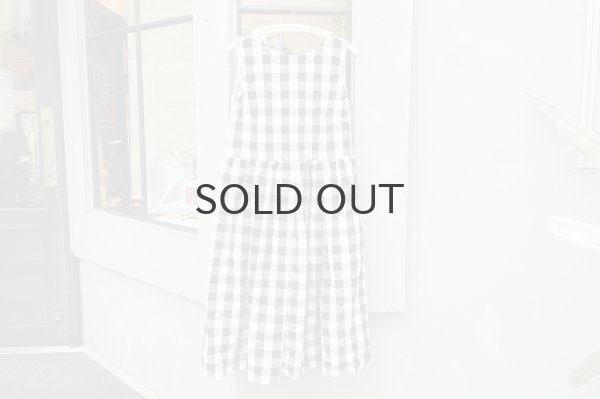 画像1: SALE15%OFF!! 綿リネンギンガムチェック製品洗ワンピース (1)
