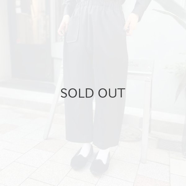 画像16: ウールギャバ後染めパッチポケットギャザーパンツ (BK) (16)