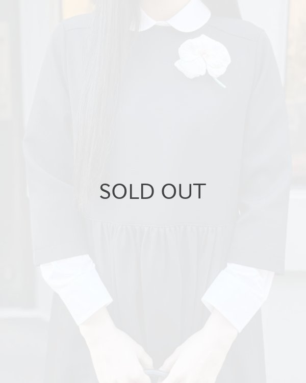 画像16: ウールギャバ ノーカラーワンピース (BK) (16)