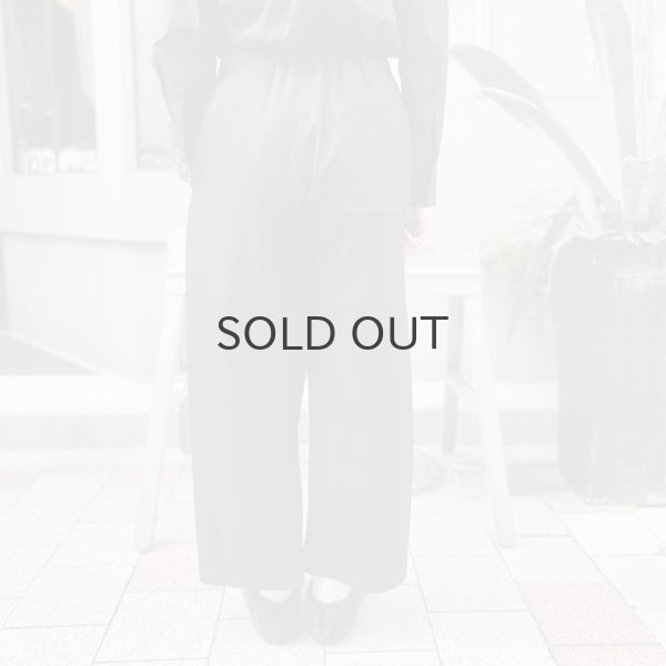 画像17: ウールギャバ後染めパッチポケットギャザーパンツ (BK) (17)