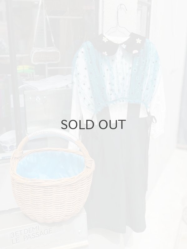 画像19: ナイロンチュールプリント×エステルベルベット刺繍ブラウス (TQ) (19)