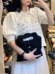 画像6: 綿透かし柄MIX編みレースプルオーバー  (BK) (6)