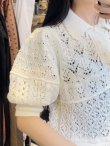 画像7: 綿透かし柄MIX編みレースプルオーバー  (BK) (7)