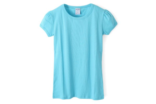 画像1: SALE30%OFF!! クルーネックパフスリーブカットソー 145-09（TURQUOISE） (1)