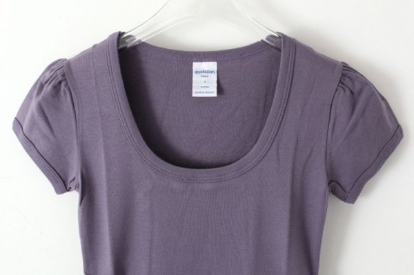 画像2: SALE30%OFF!! Uネックパフスリーブカットソー 049-09 (PRUNE) (2)