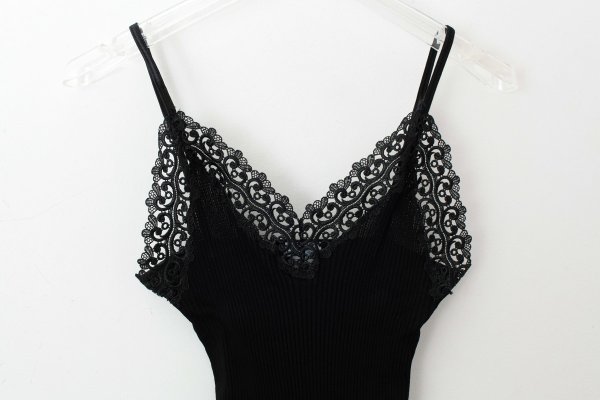 画像3: TOP C/PIZZO MACRAME ALI FILO DI SCOZIA PLISSE 2014（NERO） (3)