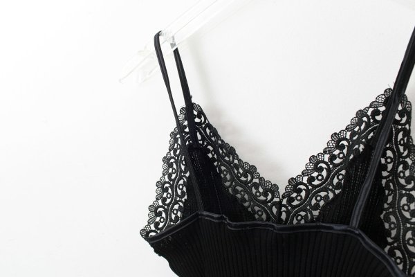 画像7: TOP C/PIZZO MACRAME ALI FILO DI SCOZIA PLISSE 2014（NERO） (7)