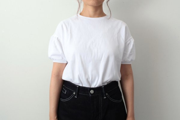 画像12: ドロップショルダー パフスリーブカットソー 150-18 (BLANC) (12)
