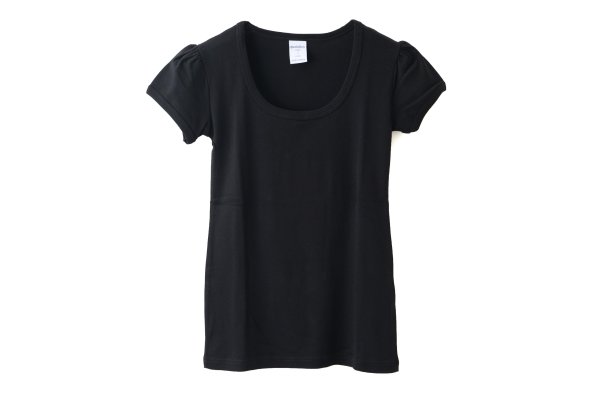 画像1: SALE30%OFF!! Uネックパフスリーブカットソー 049-09（NOIR） (1)