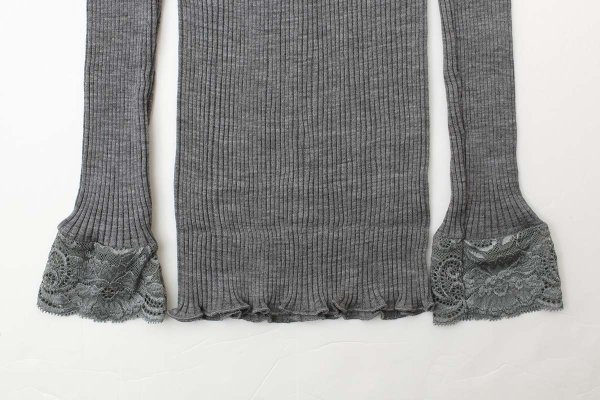 画像4: ML LUPETTO PLISSE' C/COLLO E POLSI PIZZO 304 (GRIGIO M) (4)