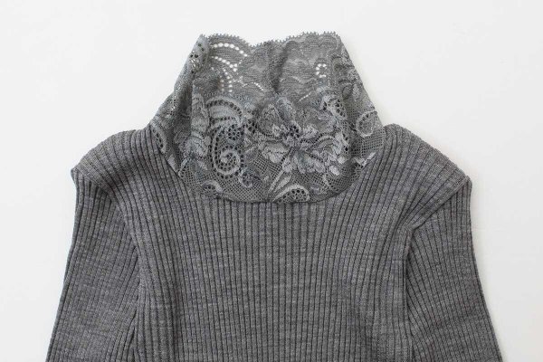 画像3: ML LUPETTO PLISSE' C/COLLO E POLSI PIZZO 304 (GRIGIO M) (3)