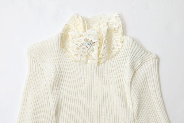 画像3: ML LUPETTO PLISSE' C/COLLO E POLSI PIZZO 304 (BIANCO) (3)