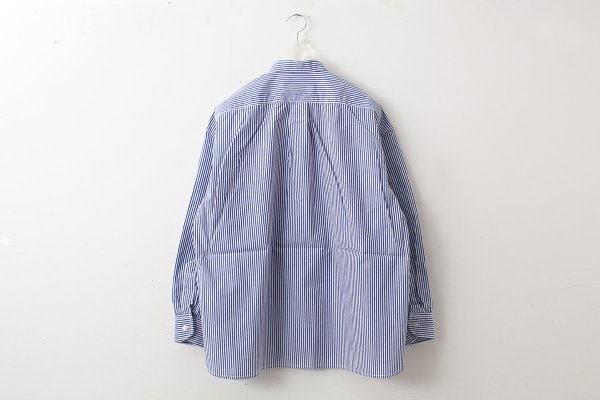 画像2: 別注!! BANDCOLLAR SHIRT LONDON STRIPE (DBL) (2)