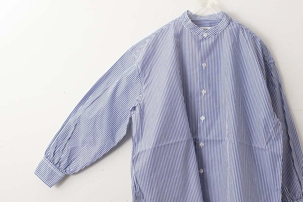 画像5: 別注!! BANDCOLLAR SHIRT LONDON STRIPE (DBL) (5)