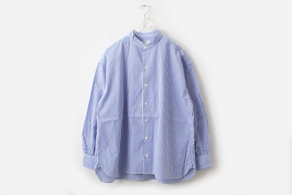 画像1: 別注!! BANDCOLLAR SHIRT LONDON STRIPE (BBL) (1)