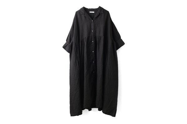 画像1: Open Collar Gathered Dress (EN) (1)
