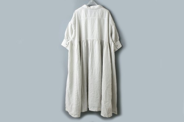 画像2: Open Collar Gathered Dress (SC) (2)