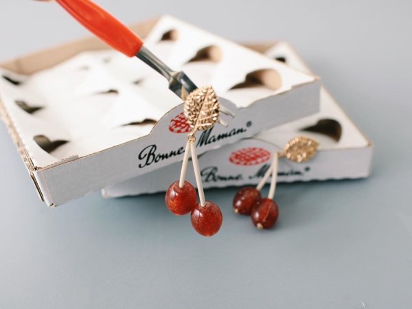 画像6: SALE50%OFF!! France dead stock チェリーイヤリング(OR2) (6)