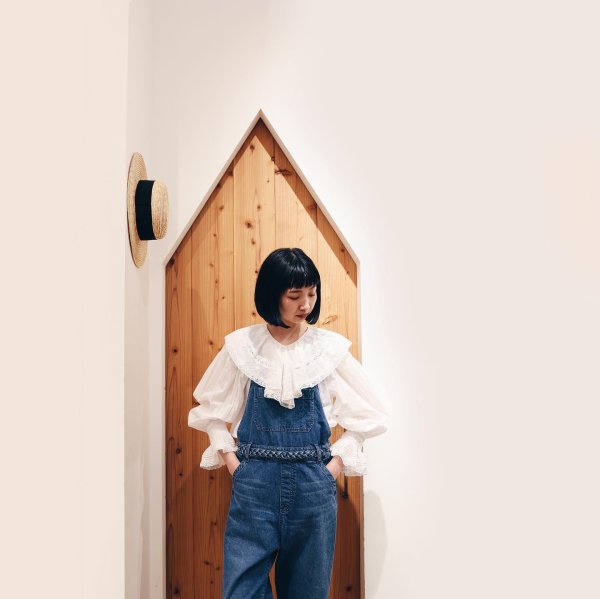 画像21: 80ボイル レースピンタックラッフルケープ衿ブラウス (WH) (21)