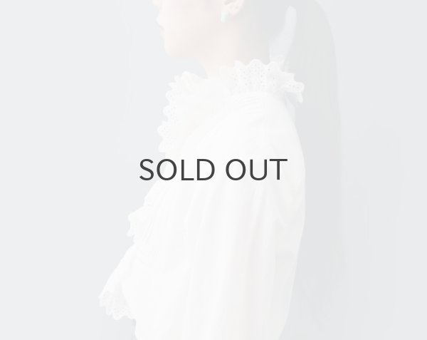 画像13: 再入荷!! ブロード レースピンタックスタンドブラウス (WH) (13)