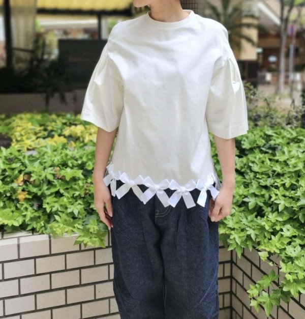 画像12: SALE50%OFF!! 裾リボンカットソー (WH) (12)