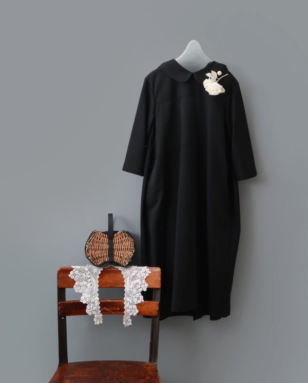 画像18: ウールギャバ後染ワンピース (BK) (18)