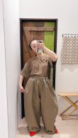 画像13: ドビーギンガム 5分袖ショート前あきブラウス (BR) (13)