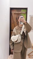 画像14: ドビーギンガム 5分袖ショート前あきブラウス (BR) (14)