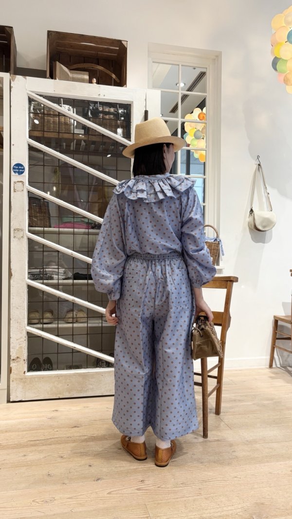 画像11: Khadi Silk Polka dots Print Tuck Pants (C.BR) (11)