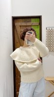 画像12: SALE!! 1/3Wool 透かし編みケープ襟プルオーバー (IV) (12)
