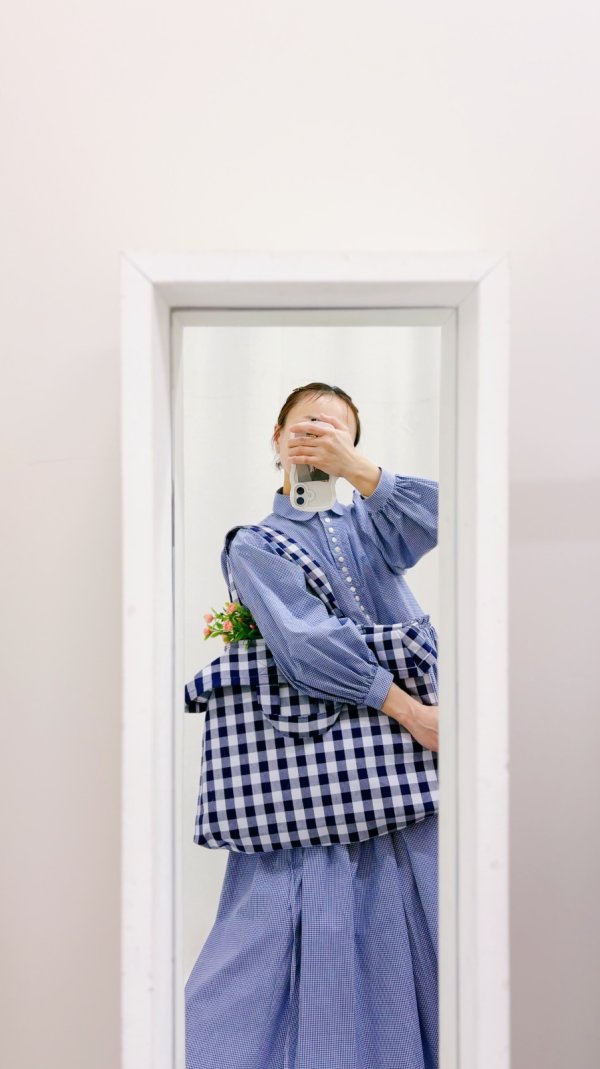 画像8: 先染め帆布 トートバッグ (261-8307:CHE) (8)